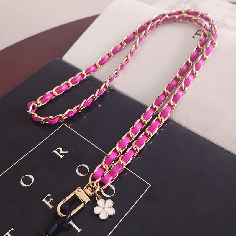 Mobile Phone Straps Strap Wrist Rope Anti-lost Lanyard Neck Strap Camera USB Holder Neck Strap Flower Design Pink
