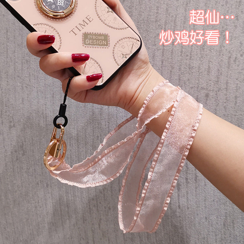 Mobile phone lanyard Silk Scarf long wrist universal lanyard