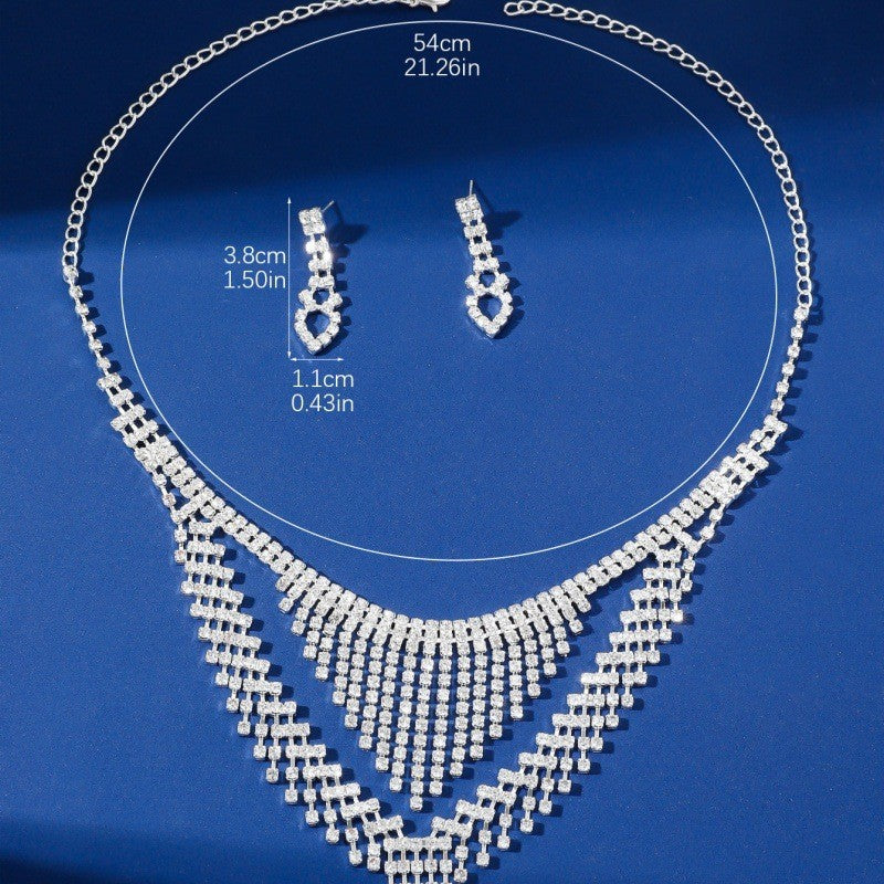 Rhinestone Necklace and Earring Jewelry Set
