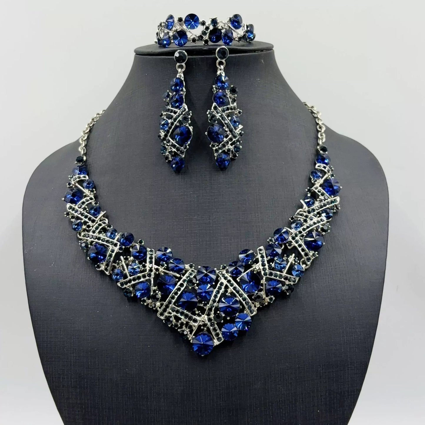 Diamond Necklace and Earrings Set – Iridescent Rhinestone Jewelry - ALL GIFTS FACTORY