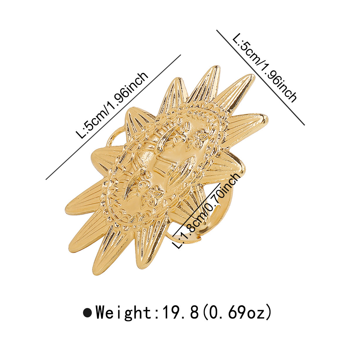 Floral Sun heart Leaf Statement Ring – Bold Metal Adjustable Ring for Women, Artistic Vintage Jewelry - ALL GIFTS FACTORY