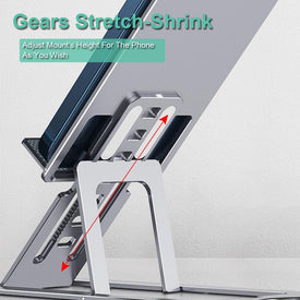 Adjustable Cell Phone Stand Foldable  Aluminum Desktop Phone Holder Compatible with iPhone Samsung Galaxy All Smartphones