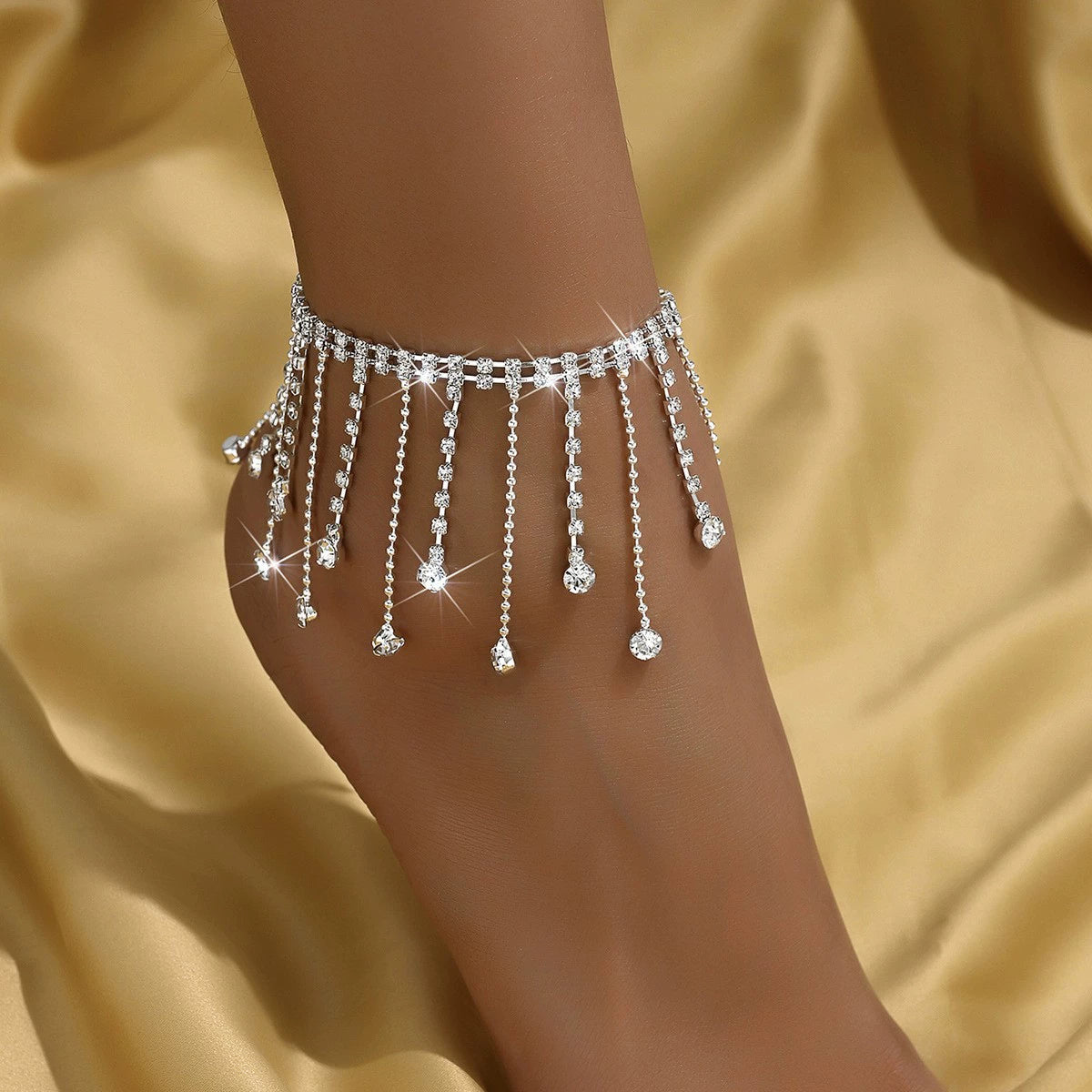 Rhinestone Jewelry Anklet with metal bell pearl - ALL GIFTS FACTORY
