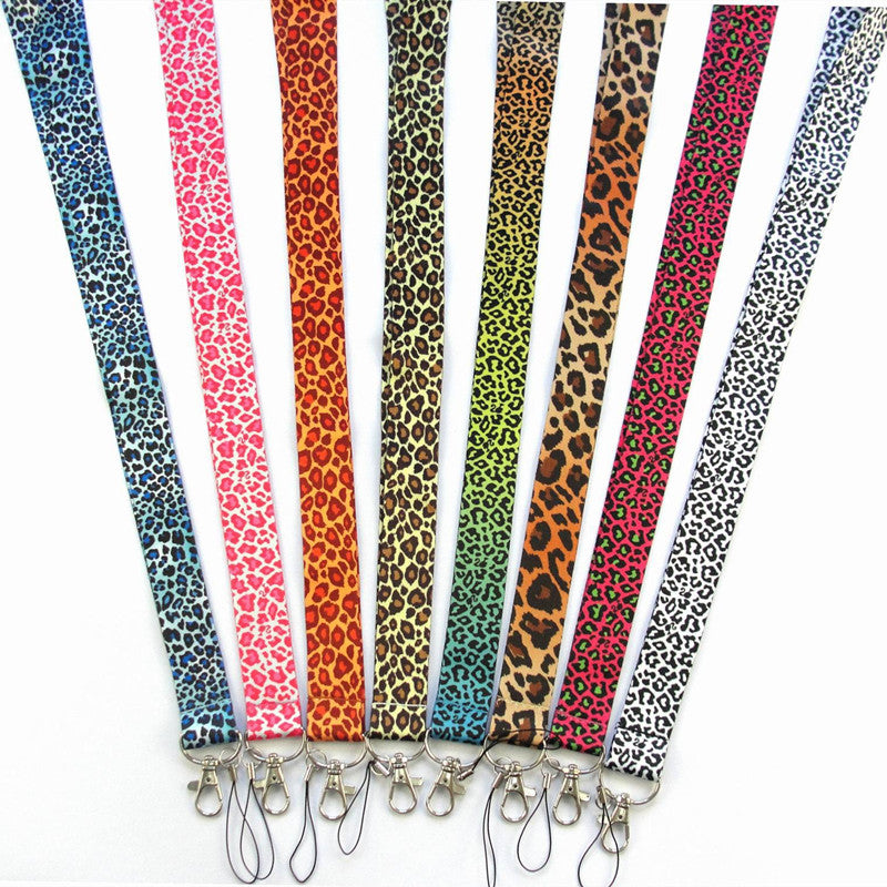 Fashion Classic Leopard Lanyards for ID Holders Work Pass Card Cellphone Name Badges Neck Strap with Keyring
