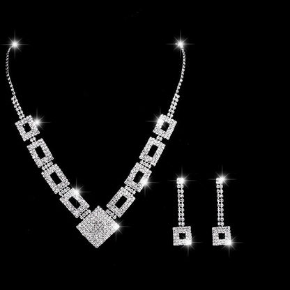 Rhinestone Necklace bracelet and Earring Jewelry Set unique
