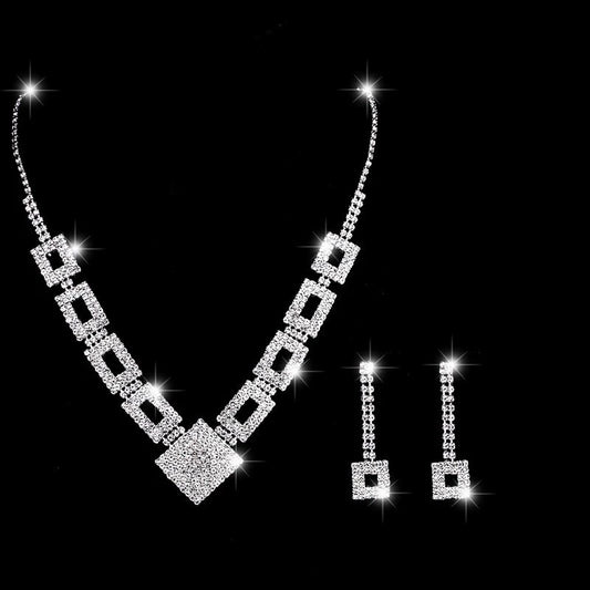 Rhinestone Necklace bracelet and Earring Jewelry Set unique - ALL GIFTS FACTORY