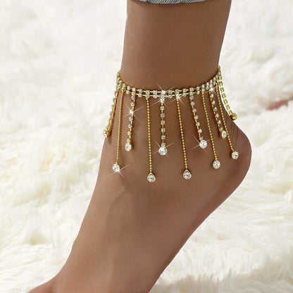 Rhinestone Jewelry Anklet with metal bell pearl - ALL GIFTS FACTORY