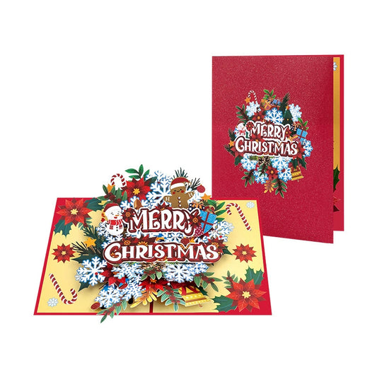 3D Snowflake Floral Christmas Card – Handmade Pop Up Greeting - ALL GIFTS FACTORY