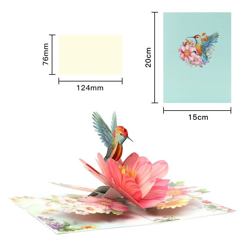 3D greeting Card with flowers bird– Handmade Pop Up Gift - ALL GIFTS FACTORY