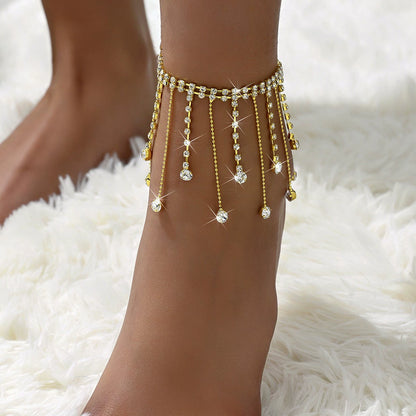 Rhinestone Jewelry Anklet with metal bell pearl - ALL GIFTS FACTORY