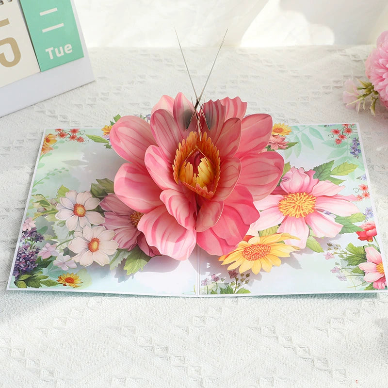 3D greeting Card with flowers bird– Handmade Pop Up Gift - ALL GIFTS FACTORY