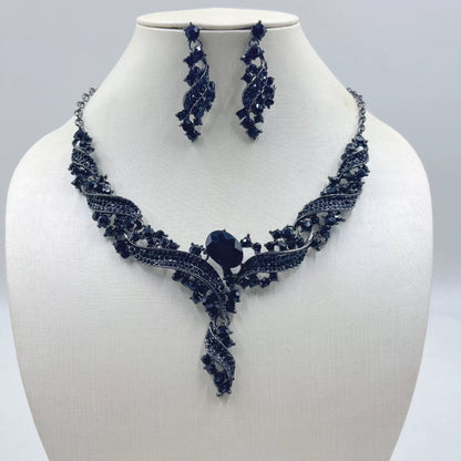 Colorful Crystal Twist Necklace and Earrings Set – Sparkling Rhinestone Jewelry for Women, Wedding & Evening Accessories