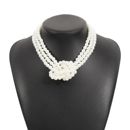 Layered Knotted Pearl Choker Necklace – French-Style Multi-Strand Pearl Collar for Women, Elegant Vintage Jewelry - ALL GIFTS FACTORY