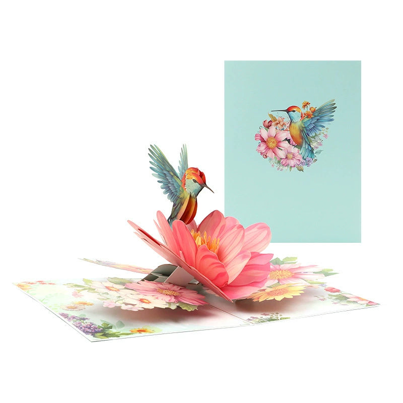 3D greeting Card with flowers bird– Handmade Pop Up Gift - ALL GIFTS FACTORY