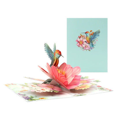 3D greeting Card with flowers bird– Handmade Pop Up Gift - ALL GIFTS FACTORY