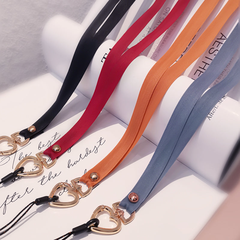 Neck Strap Metal Heart Clip Lanyard Mobile Phone Straps Strap Wrist Rope Phone Wrist Straps Hanging Rope Ornaments - ALL GIFTS FACTORY