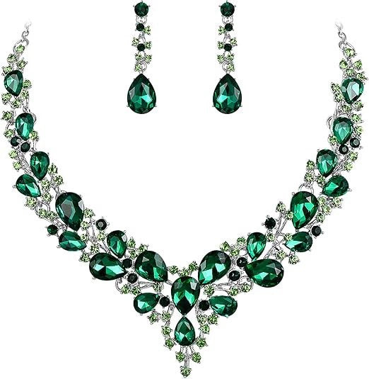 Aurora Borealis Crystal Necklace and Earrings Set – Iridescent Rhinestone Jewelry for Women, Bridal & Evening Accessories - ALL GIFTS FACTORY