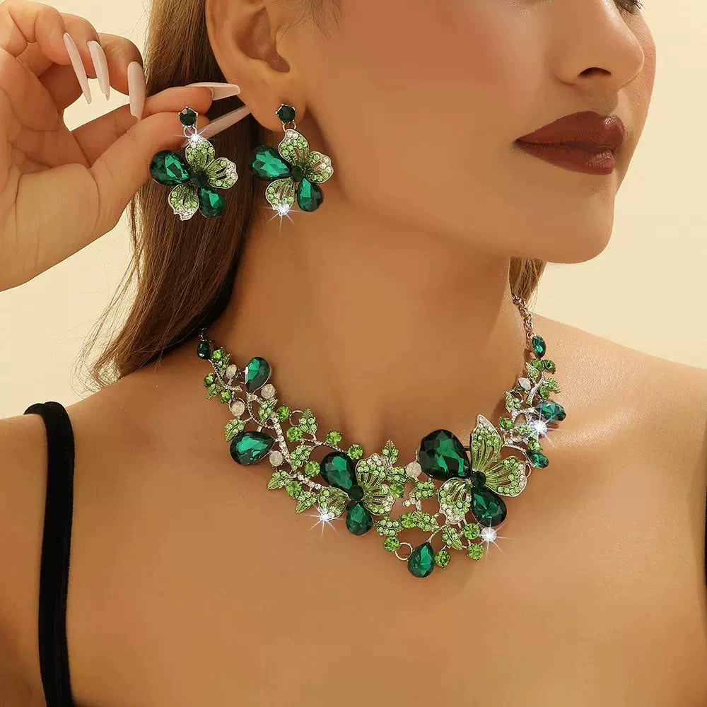 Crystal Butterfly Necklace Set – Statement Jewelry for Women - ALL GIFTS FACTORY