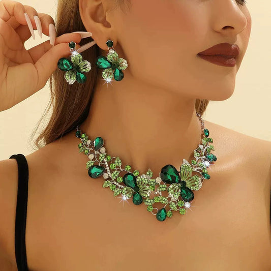 Crystal Butterfly Necklace Set – Statement Jewelry for Women - ALL GIFTS FACTORY