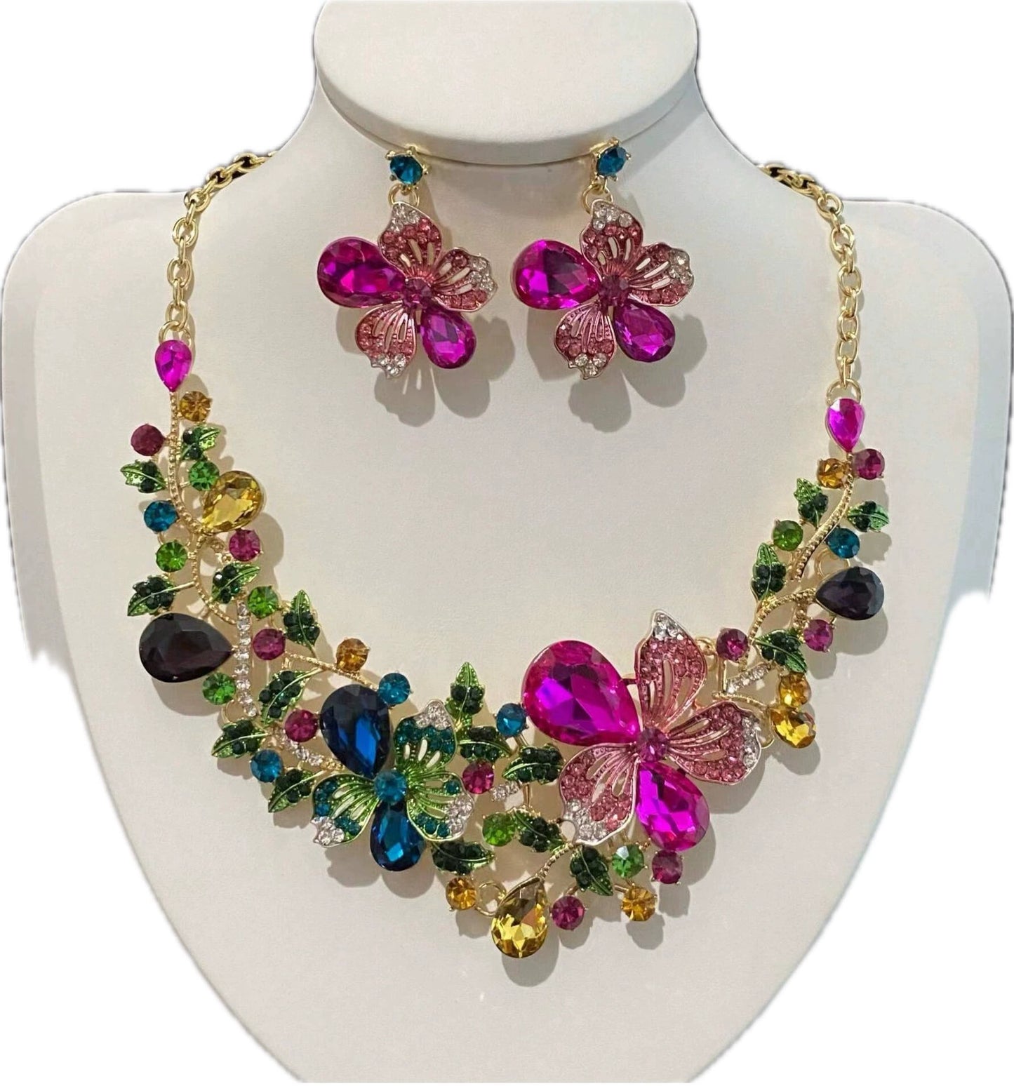 Crystal Butterfly Necklace Set – Statement Jewelry for Women
