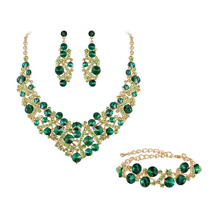 Diamond Necklace and Earrings Set – Iridescent Rhinestone Jewelry - ALL GIFTS FACTORY