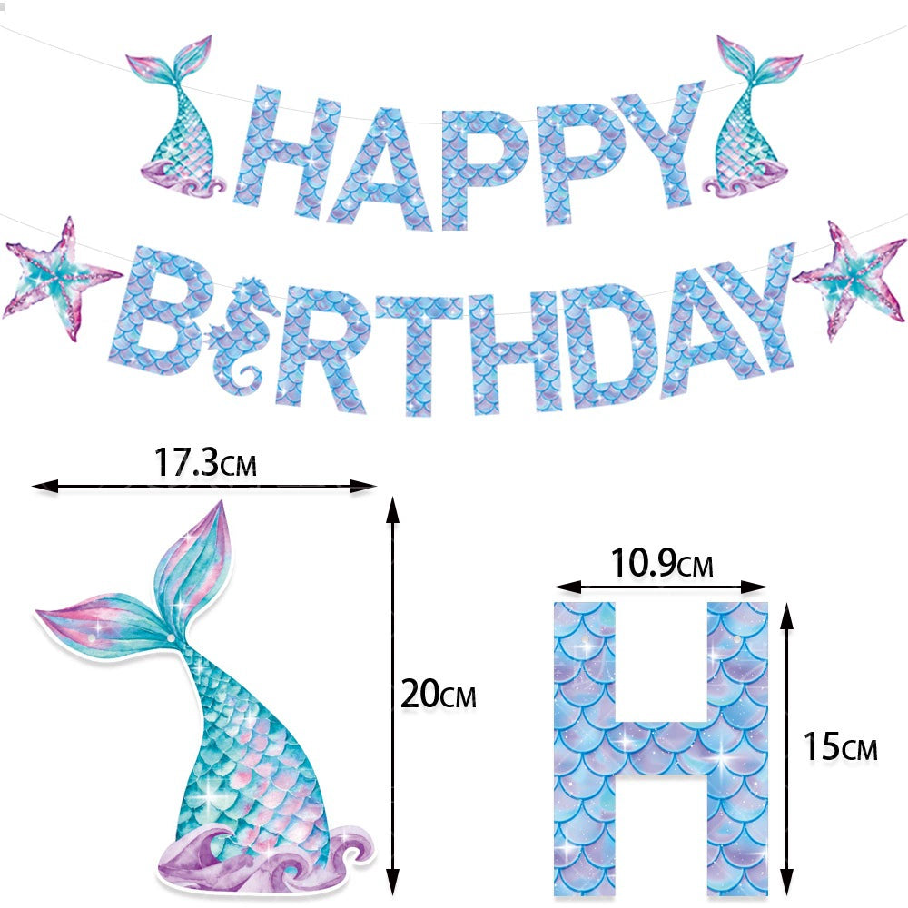 Mermaid-Themed Birthday Banner & Background Decorations - ALL GIFTS FACTORY