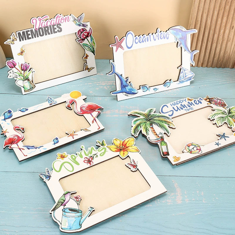 4*6 inch Wooden Photo Frame Decorative Travel Theme Picture Frame Vacation Ocean Summer Memories Desk Display - ALL GIFTS FACTORY