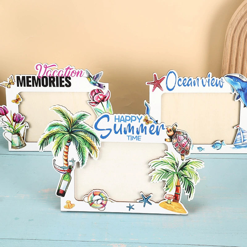 4*6 inch Wooden Photo Frame Decorative Travel Theme Picture Frame Vacation Ocean Summer Memories Desk Display - ALL GIFTS FACTORY