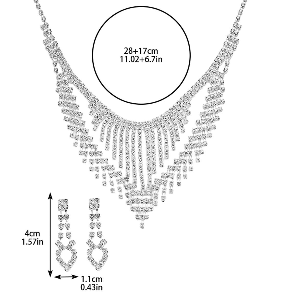 Rhinestone Necklace and Earring Jewelry Set
