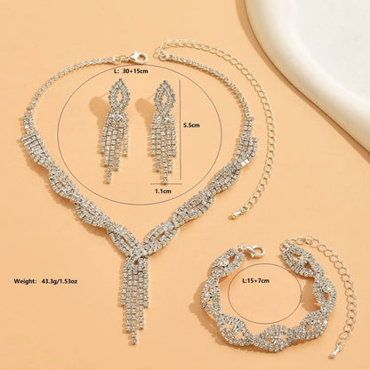 Rhinestone Necklace bracelet and Earring Jewelry Set