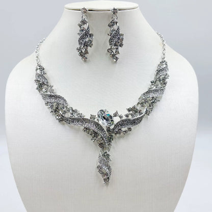 Colorful Crystal Twist Necklace and Earrings Set – Sparkling Rhinestone Jewelry for Women, Wedding & Evening Accessories