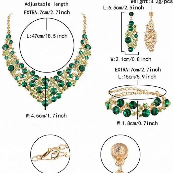 Diamond Necklace and Earrings Set – Iridescent Rhinestone Jewelry - ALL GIFTS FACTORY