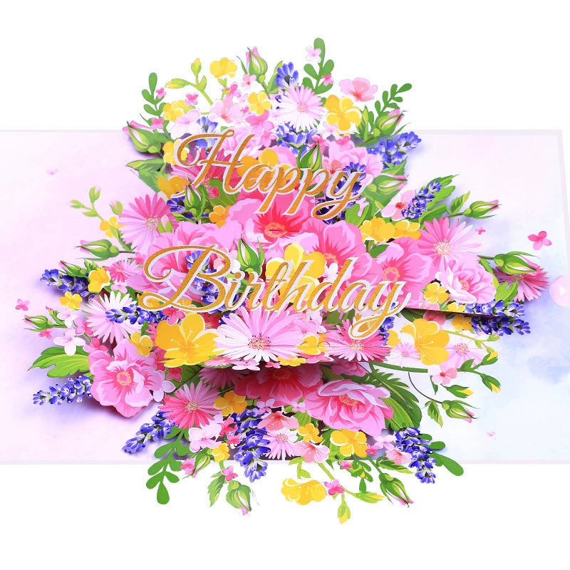 3D Birthday Bouquet Card – Handmade Pop Up Floral Greeting - ALL GIFTS FACTORY
