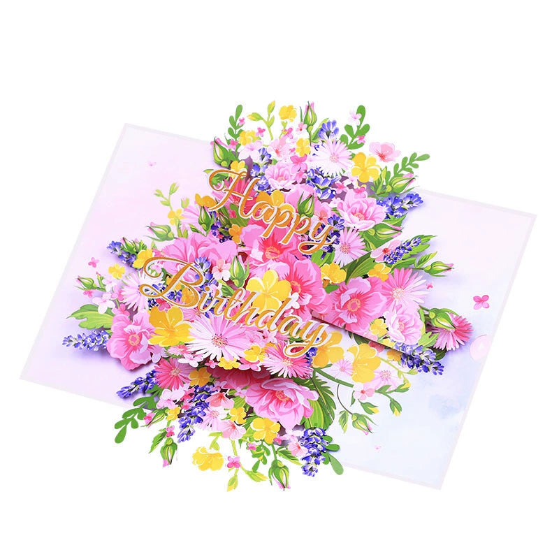 3D Birthday Bouquet Card – Handmade Pop Up Floral Greeting - ALL GIFTS FACTORY