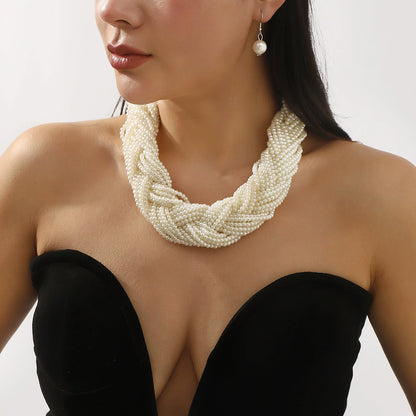 Elegant Twist Imitation Pearl Necklace for Women – Handmade Braided Pearl Chain, Vintage Chic Jewelry Gift - ALL GIFTS FACTORY