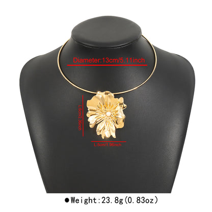 Vintage Metal Flower Necklace – Statement Faux Pearl Jewelry - ALL GIFTS FACTORY