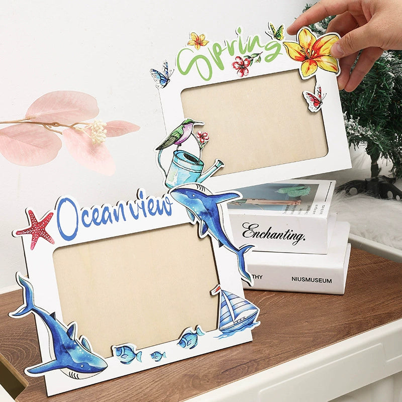 4*6 inch Wooden Photo Frame Decorative Travel Theme Picture Frame Vacation Ocean Summer Memories Desk Display - ALL GIFTS FACTORY