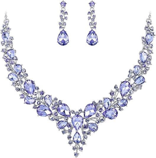 Aurora Borealis Crystal Necklace and Earrings Set – Iridescent Rhinestone Jewelry for Women, Bridal & Evening Accessories - ALL GIFTS FACTORY