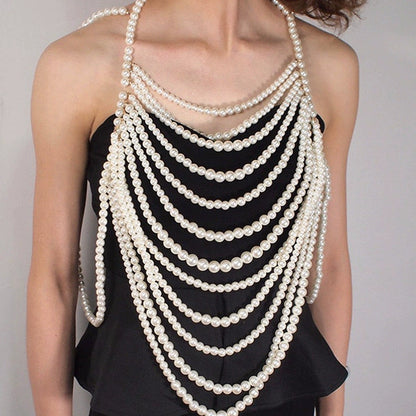 Elegant Multi-Layer Pearl Strap Chain