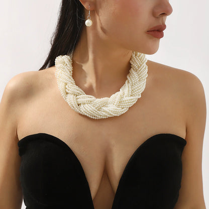 Elegant Twist Imitation Pearl Necklace for Women – Handmade Braided Pearl Chain, Vintage Chic Jewelry Gift - ALL GIFTS FACTORY