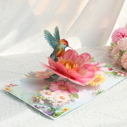 3D greeting Card with flowers bird– Handmade Pop Up Gift - ALL GIFTS FACTORY
