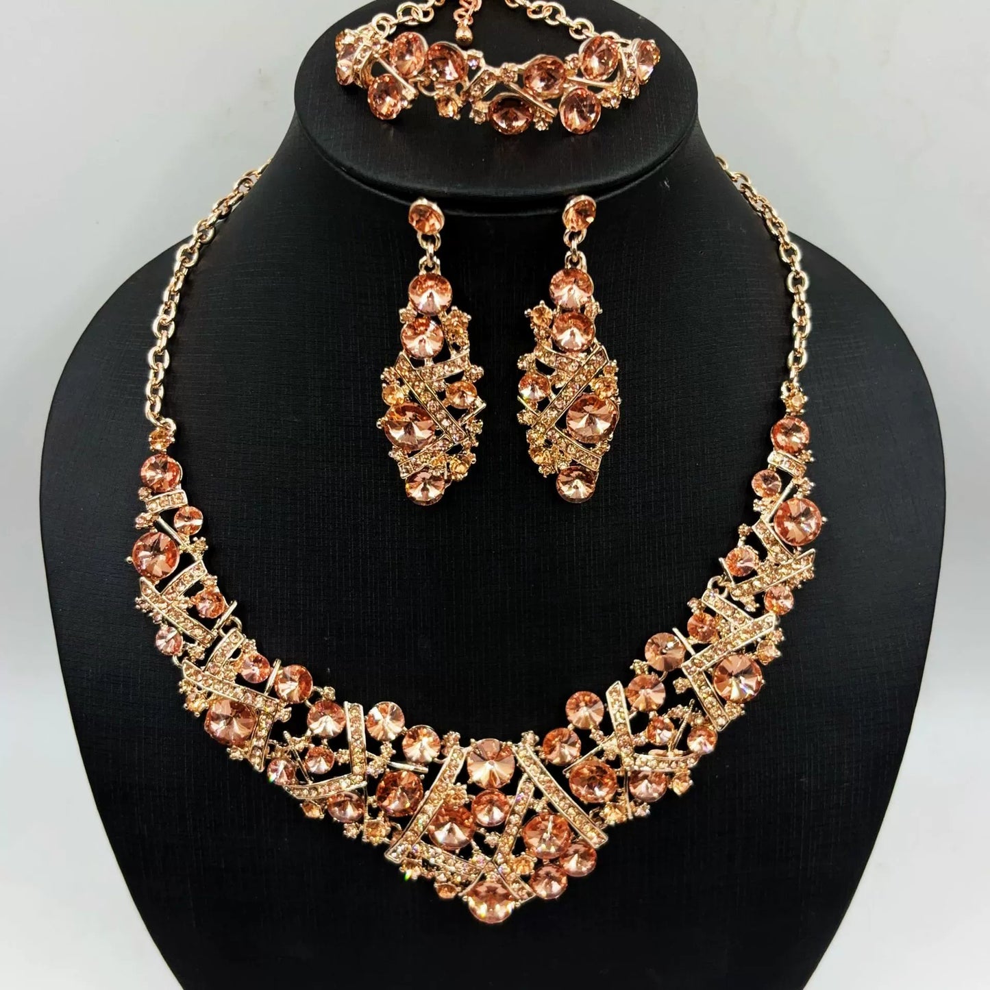 Diamond Necklace and Earrings Set – Iridescent Rhinestone Jewelry - ALL GIFTS FACTORY