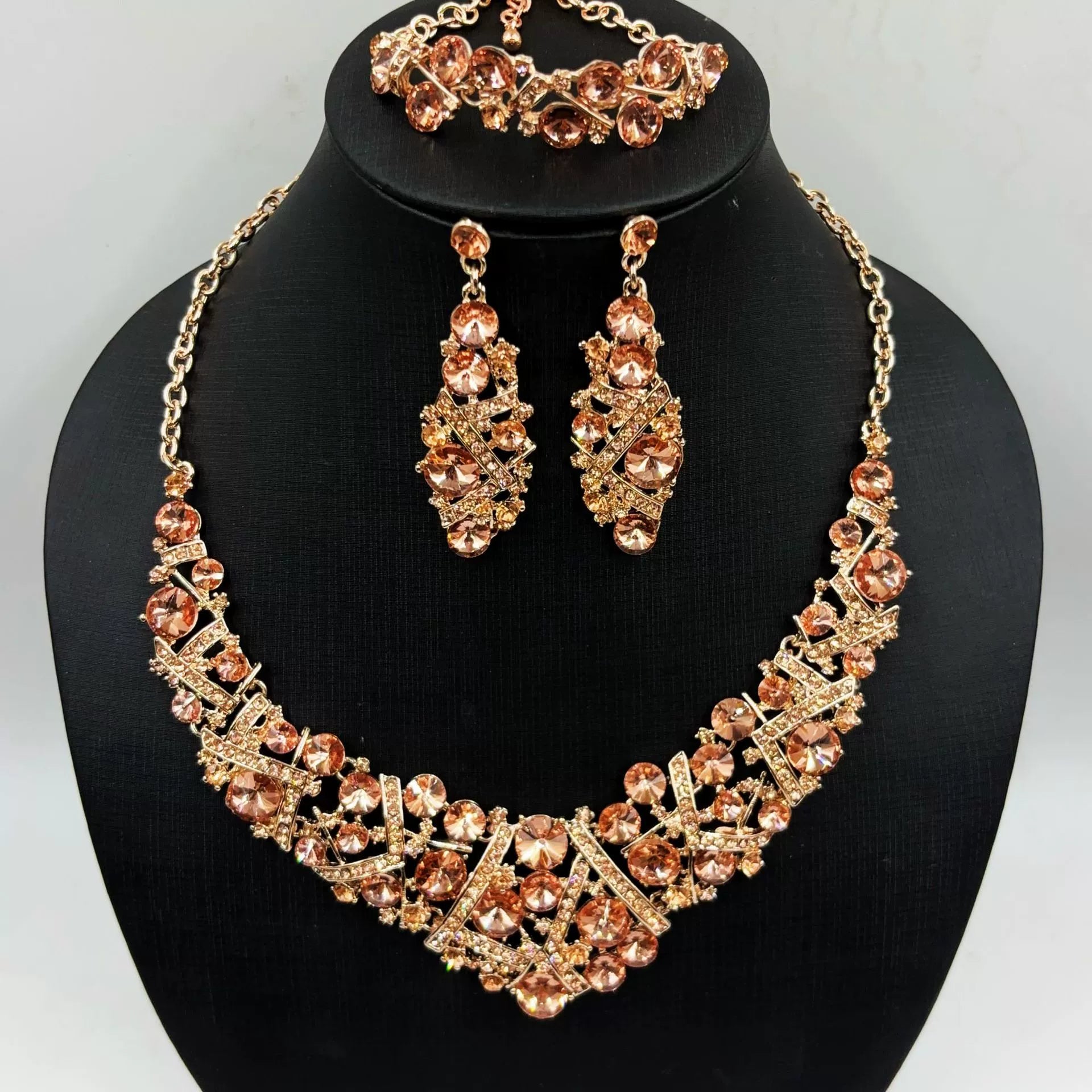 Diamond Necklace and Earrings Set – Iridescent Rhinestone Jewelry - ALL GIFTS FACTORY