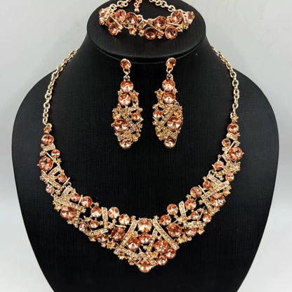 Diamond Necklace and Earrings Set – Iridescent Rhinestone Jewelry - ALL GIFTS FACTORY