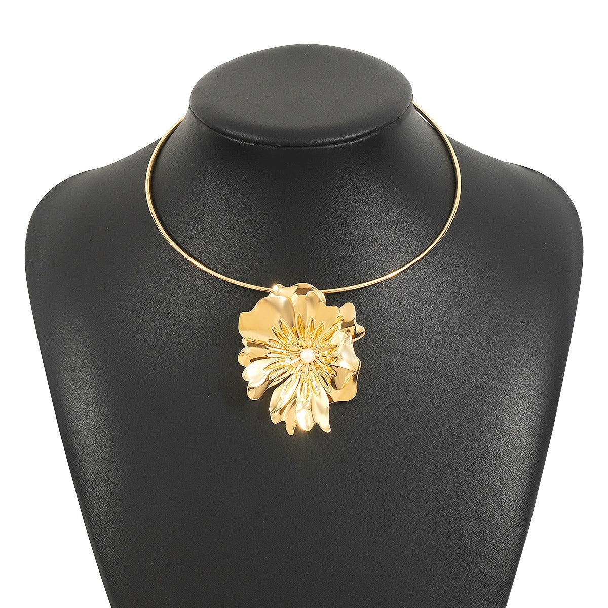 Vintage Metal Flower Necklace – Statement Faux Pearl Jewelry - ALL GIFTS FACTORY