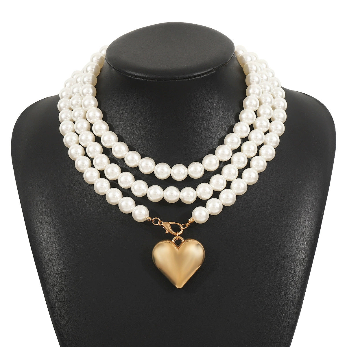 Vintage Necklace Faux Pearl Jewelry with heart design - ALL GIFTS FACTORY
