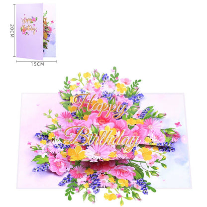 3D Birthday Bouquet Card – Handmade Pop Up Floral Greeting - ALL GIFTS FACTORY