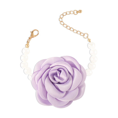 Rose Flower Elegant Pearl Bracelet for Women hand chain - ALL GIFTS FACTORY