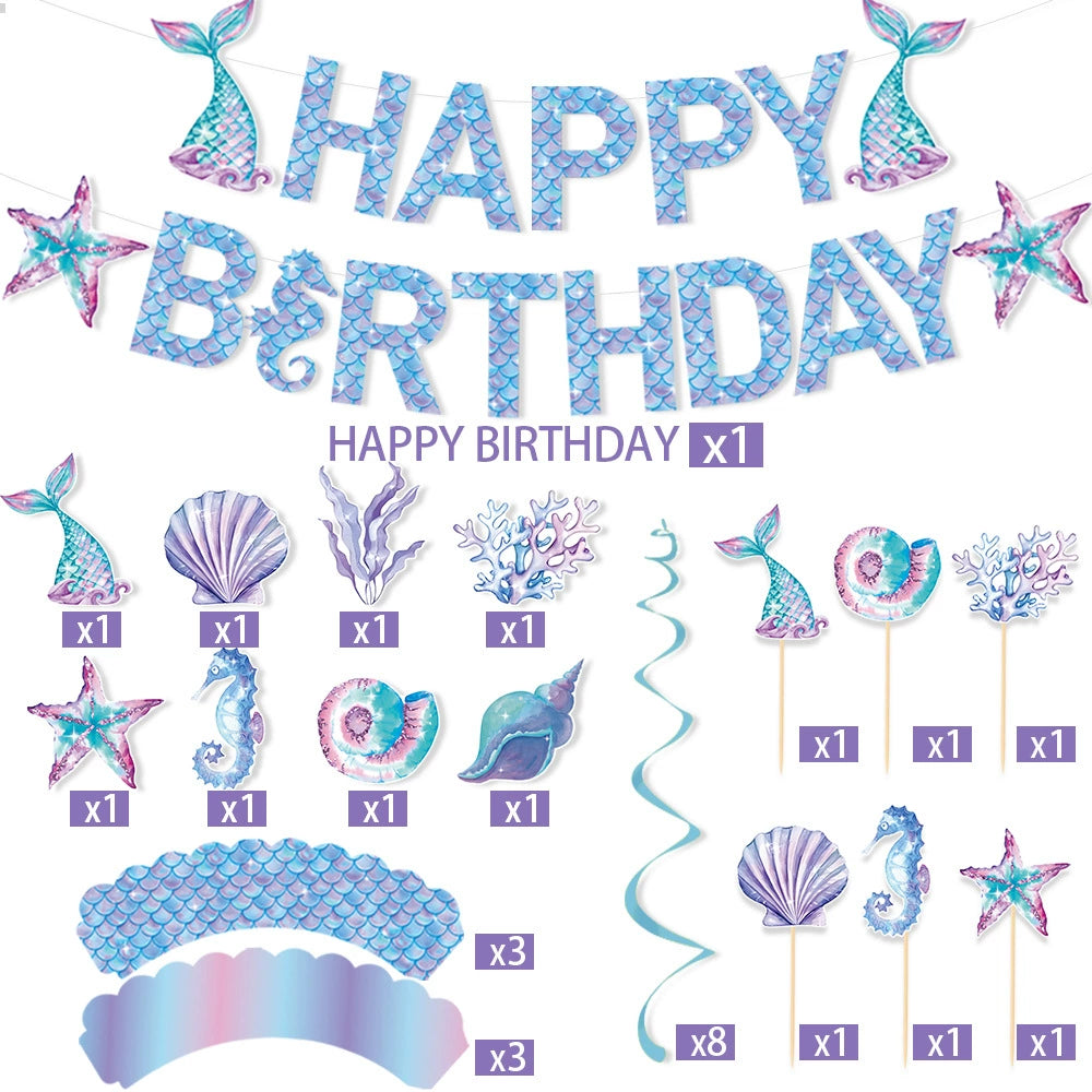 Mermaid-Themed Birthday Banner & Background Decorations - ALL GIFTS FACTORY