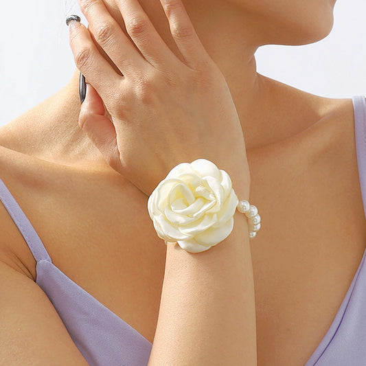 Rose Flower Elegant Pearl Bracelet for Women hand chain - ALL GIFTS FACTORY